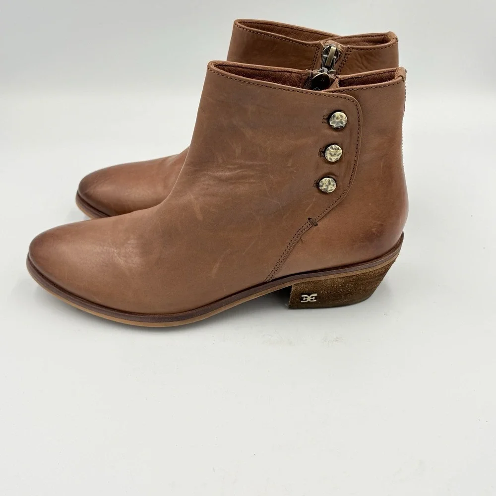 Sam Edelman Petty saddle brown leather ankle boots‎ size 5.5 side zip